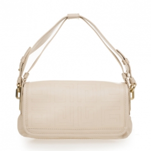 Pre Owned Givenchy Pink Logo Embossed Leather Shoulder Bag