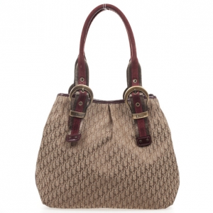 Pre Owned Christian Dior Maroon Logo Hobo