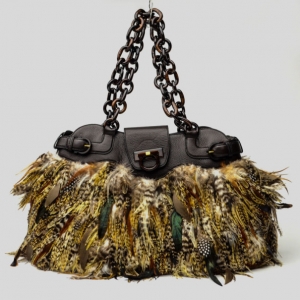 Pre Owned Salvatore Ferragamo Pheasant Feather Bag 