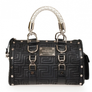 Pre Owned Versace Black Quilted ‘Snap Out Of It’ Satchel