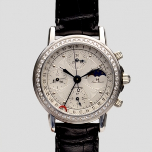 Pre Owned Jean Marcel White Diamond Chronograph C.I Mens Wristwatch 40 MM