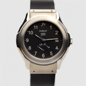 Pre Owned Hublot Black SS Rubber Reserve de Marche Womens Wristwatch 42 MM