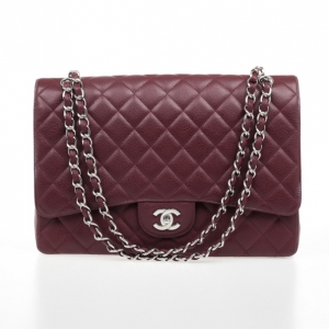 Pre Owned Chanel Rouge Fonce Maxi Classic Flap Bag 