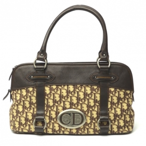 Pre Owned Christian Dior Brown Monogram Bag CD Boston Tote