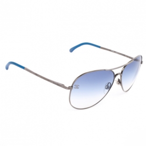 Pre Owned Chanel Silver and Blue Unisex Aviators