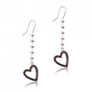 Pre Owned Gucci Silver Heart Pendant Earrings