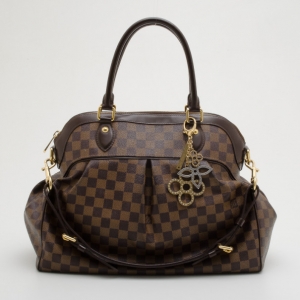 Pre Owned Louis Vuitton Damier Ebene Trevi GM Handbag With Charm
