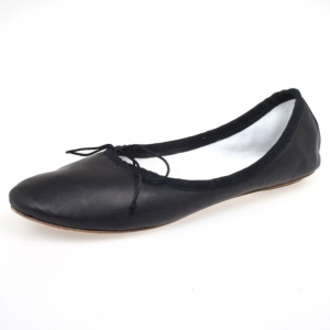 Pre Owned Chloé Black Leather Bow Ballet Flats Size 40.5