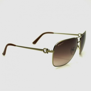 Pre Owned Salvatore Ferragamo Brushed Gold SF108SL Unisex Aviators 