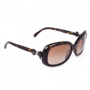 Pre Owned Chanel Tortoise Frame Bow Womens Sunglasses