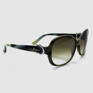 Pre Owned Salvatore Ferragamo Green Horn SF613S Womens Sunglasses 
