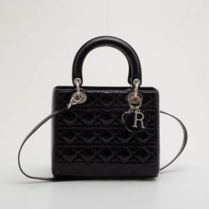 Pre Owned Christian Dior Black Leather Mini Lady Dior Bag
