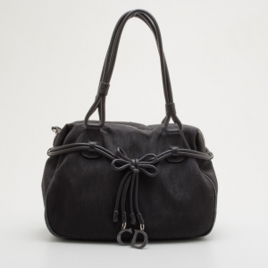 Pre Owned Christian Dior Black Monogram Tote with Leather Bow