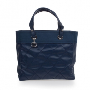 Pre Owned Chanel Navy Blue Shopper Tote Bag