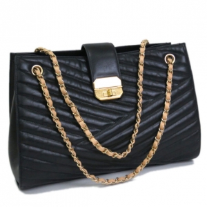 Pre Owned Chanel Black Lambskin Gabriel Chain Shoulder Bag