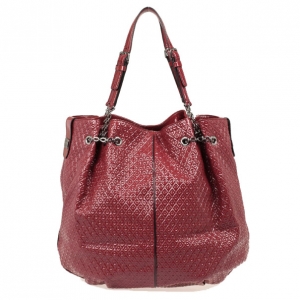 Pre Owned Tod's Signature Burgundy Patent Leather Tote Bag