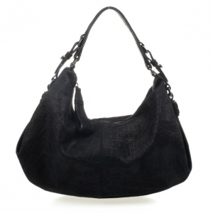 Pre Owned Givenchy Black Croc Embossed Leather Medium Shoulder Bag