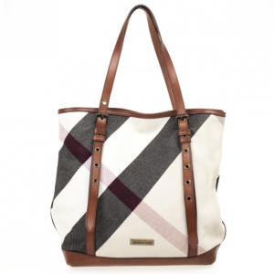 Pre Owned Burberry Giant Check Canvas Tote Bag