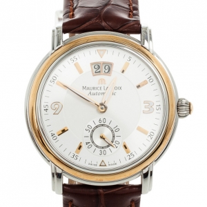 Pre Owned Maurice Lacroix Masterpiece Grand Guichet Stell Gold SS Leather Mens Wristwatch 40 MM