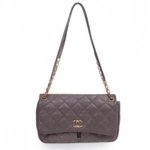 Pre Owned Chanel Maxi Purple Leather Classic Flap Bag