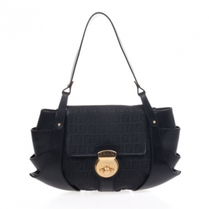 Pre Owned Fendi Black Zucchino Flap Shoulder bag 