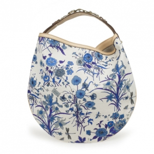 Pre Owned Gucci Blue Flora Wave Hobo
