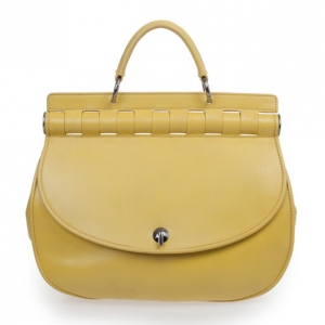 Pre Owned Versace Yellow Leather Medium Shoulder Bag