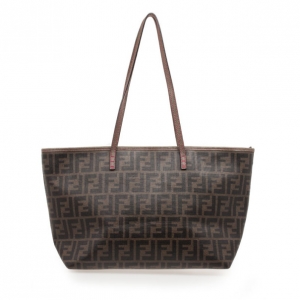 Pre Owned Fendi Tobacco Zucca 'Roll' Tote