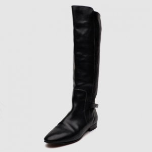 Pre Owned Chloe Black Leather Knee Length Flat Boots Size 41