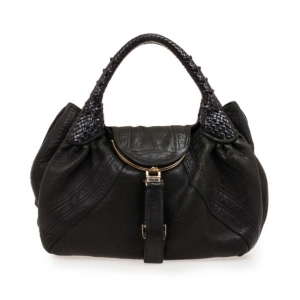 Pre Owned Fendi Black Nappa Leather Spy Bag