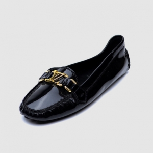 Pre Owned Louis Vuitton Black Patent Leather Oxford Loafers Size 38.5
