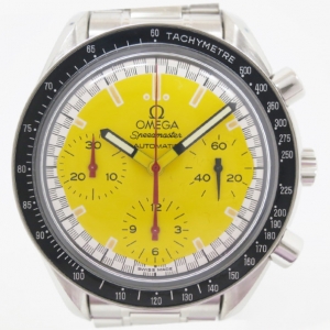 Pre Owned Omega Speedmaster Schumacher SS Yellow Mens Wristwatch