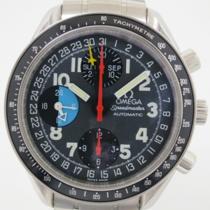 Pre Owned Omega Speedmaster Chronograph SS Black Mens Wristwatch