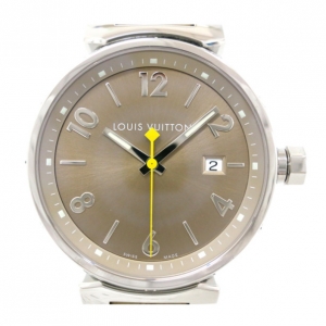 Pre Owned Louis Vuitton Tambour SS & Leather Brown Unisex Wristwatch