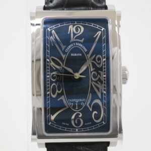 Pre Owned Cuervo Y Sobrinos Prominente SS Blue Mens Wristwatch
