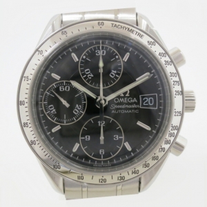 Pre Owned Omega Speedmaster Chronograph SS Black Mens Wristwatch