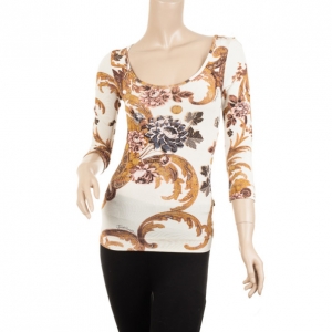 Pre Owned Just Cavalli Printed 3/4 Sleeve Top XS