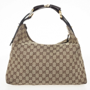 Pre Owned Gucci Monogram Horsebit Hobo Bag