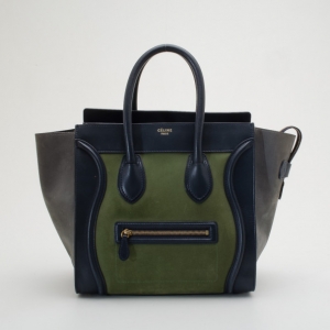 Pre Owned Celine Suede Tricolor Mini Luggage Bag 