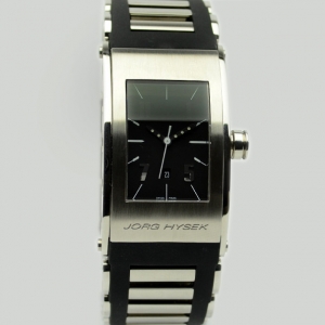 Pre Owned Jorg Hysek Black Stainless Steel Rubber Ladies Wristwatch 42 MM