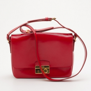 Pre Owned Prada Saffiano Calf Leather Flap Bag 