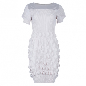 Pre Owned Prada Beige Textured Silk Dress L