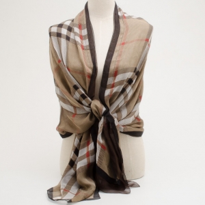 Pre Owned Burberry Silk Check Scarf