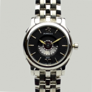 Perrelet Black Stainless Steel Double Rotor Ladies Wristwatch 
