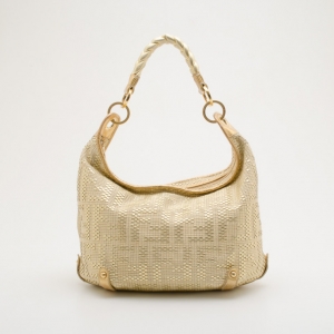 Pre Owned Fendi Gold Forever Woven Hobo Handbag