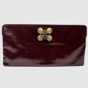 Pre Owned Chloe Leather Burgundy Clutch