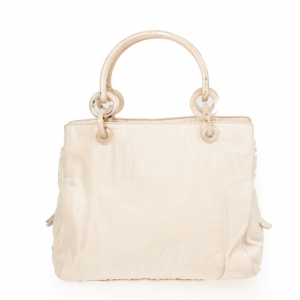 Pre Owned Prada White Cream Nylon Gabardine Logo Shoulder Bag 