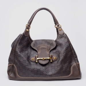 Pre Owned Gucci Brown Leather New Pelham Large Shoulder Bag
