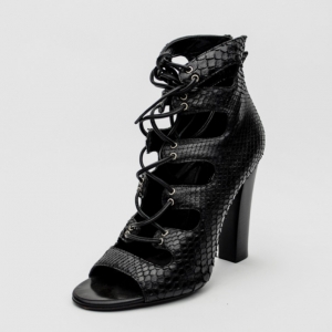 Pre Owned Giuseppe Zanotti For Pierre Balmain Black Python Cut-out Sandals Size 36