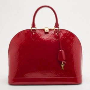 Pre Owned Louis Vuitton Pomme D'Amour Monogram Vernis Alma MM